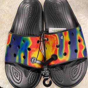 CROCS Tie Die Unisex Slide Sandals. NWT
